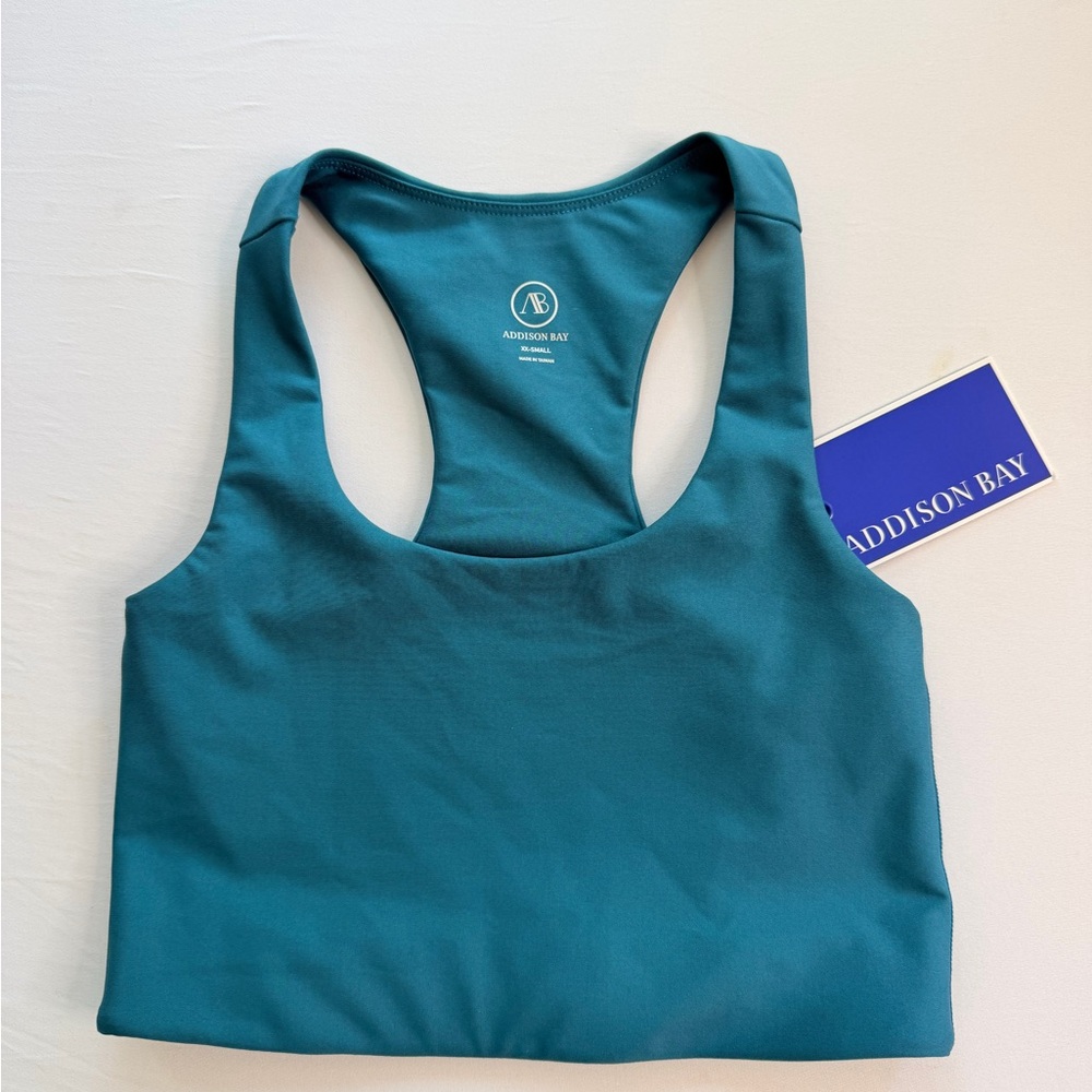 NWT! ADDISON BAY Blue Racerback Pilates Yoga Workout Tennis Sports Bra XXS‎ $88